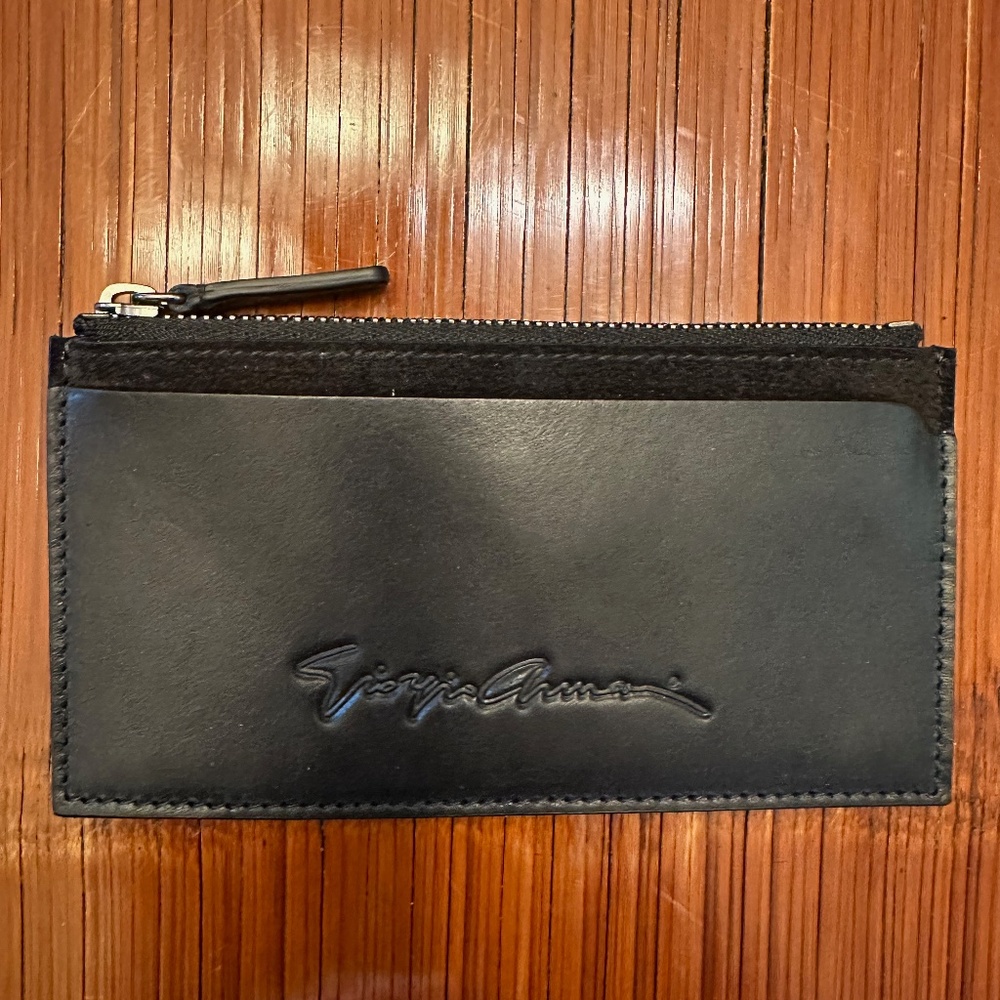 GIORGIO ARMANI Card Holder Key Ring in Smooth Leather